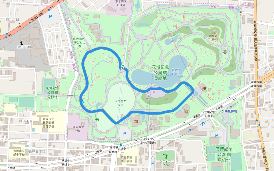 花博会纪念公园鹤见琉球走路和跑步 守口市 日本 Pacer