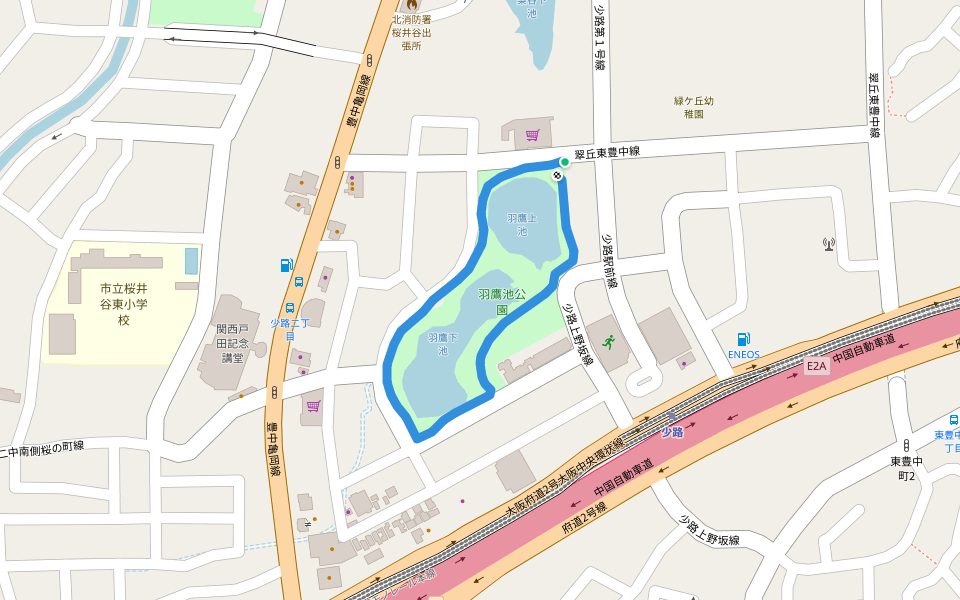 羽鷹池公園 walking route map in Toyonaka