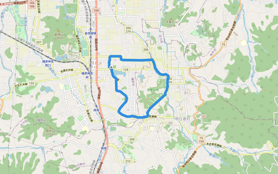 甘樫丘地区 walking route map in Kashihara