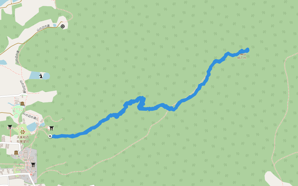 狭井神社の霊泉 walking route map in Sakurai