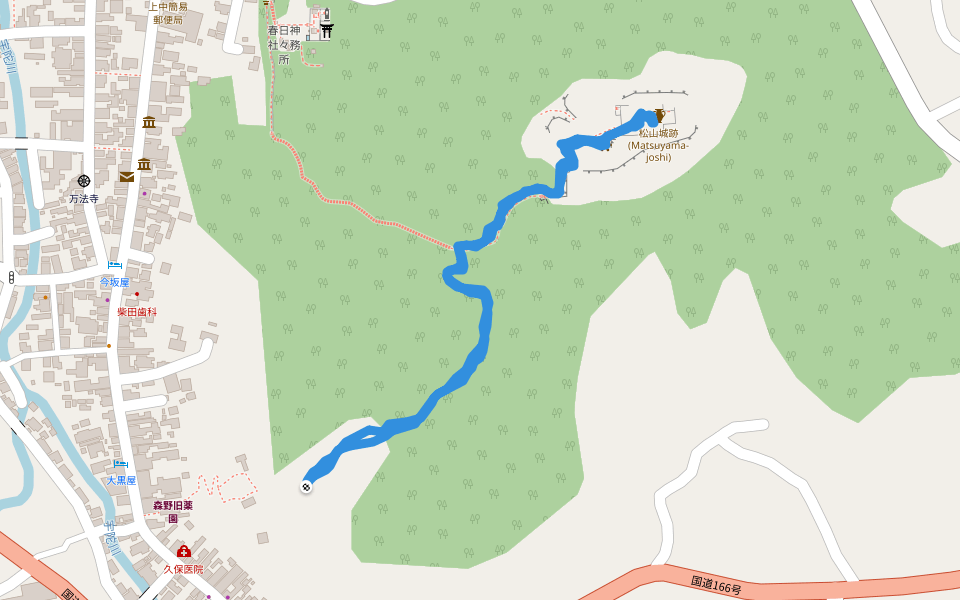 松尾鶴○翁碑 walking route map in Uda