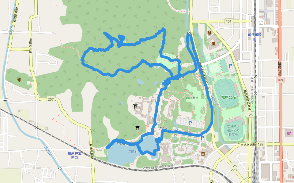 副道 walking route map in Kashihara