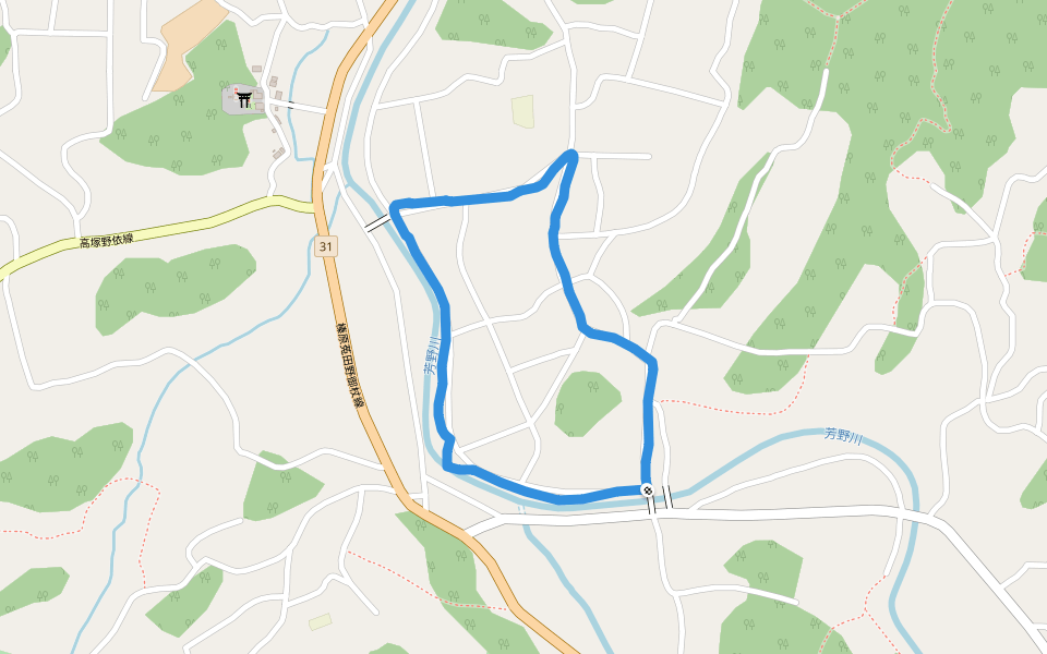 芳野川 walking route map in Uda