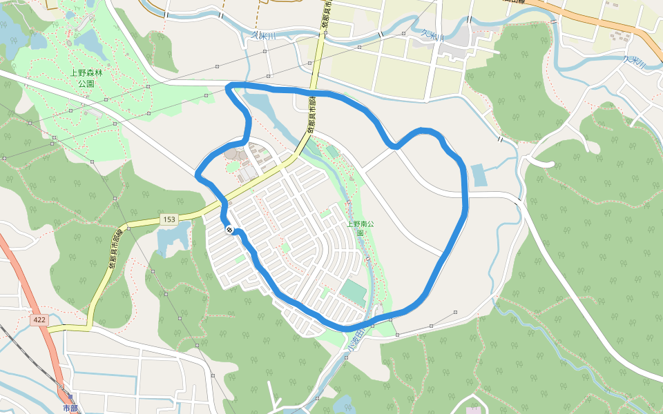 上野南公園 walking route map in Iga