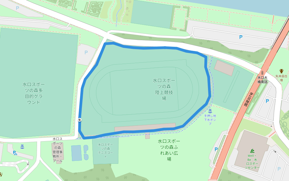 水口スポーツの森 陸上競技場 walking route map in Koka
