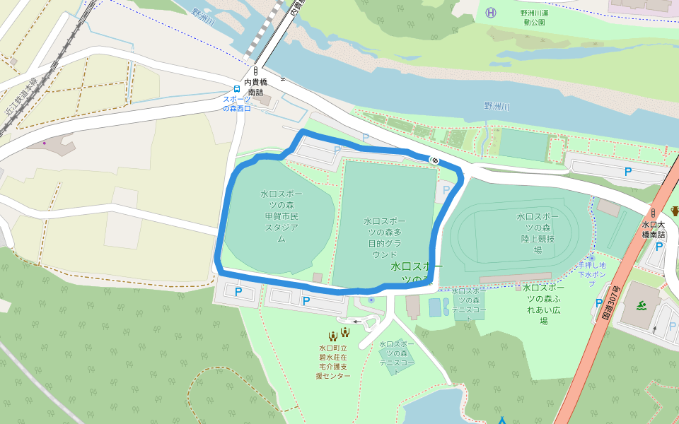 水口スポーツの森 walking route map in Koka