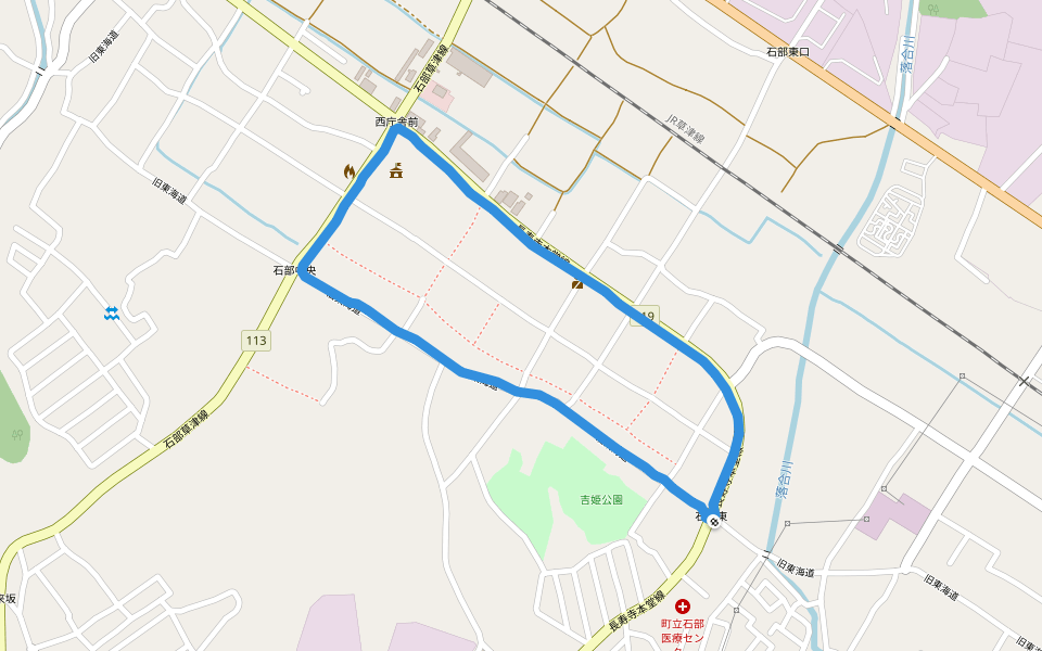 吉姫公園 walking route map in Konan