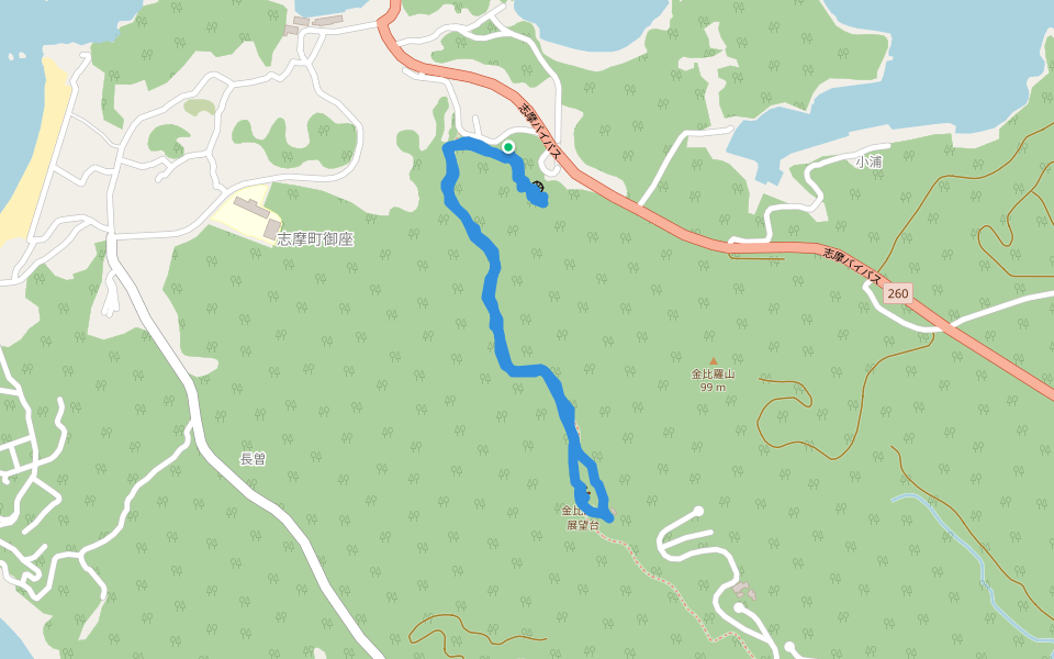 金比羅山 walking route map in Shima