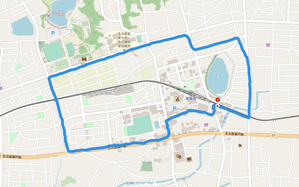 名古屋産業大学・名古屋経営短期大学 walking route map in Owariasahi