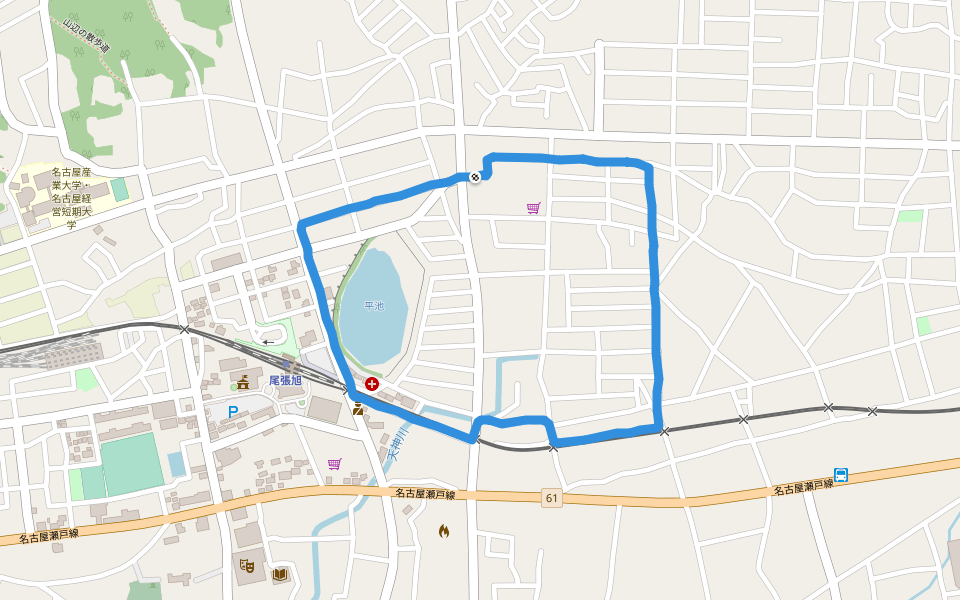 平池 walking route map in Owariasahi