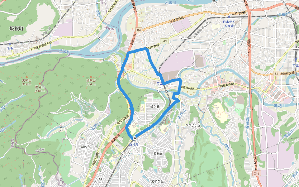 虹ケ丘 walking route map in Kani