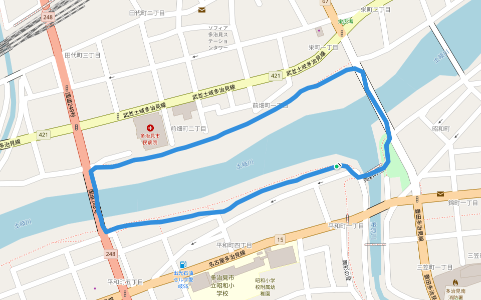 昭和公園 walking route map in Tajimi