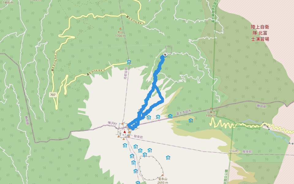 七合目 日の出館 walking route map in Fujiyoshida