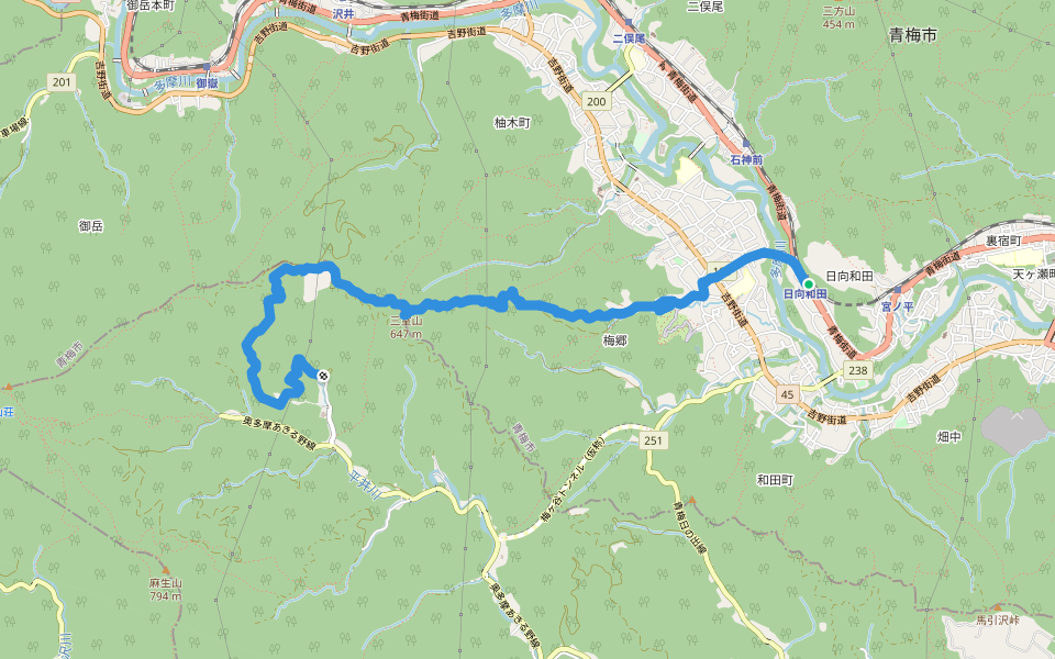 林道大入線 walking route map in Ome