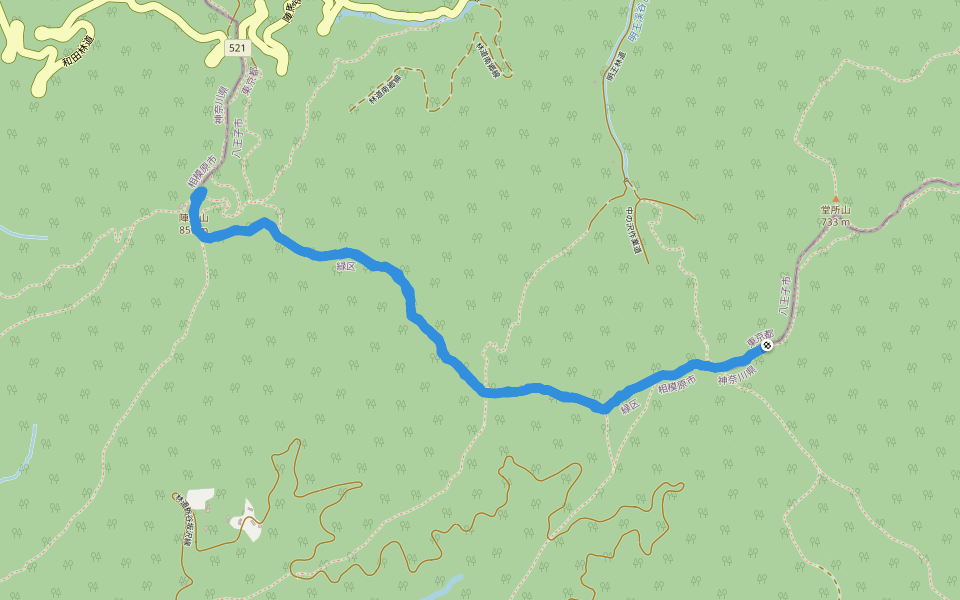 陣馬山 walking route map in Sagamihara