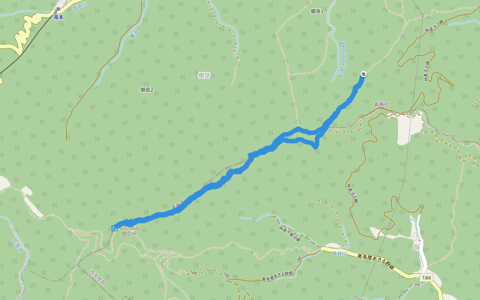 林道 大入線 walking route map in Ome