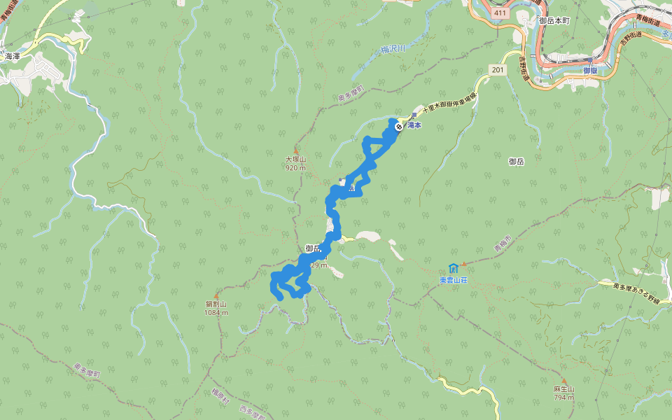 林道 御岳線 walking route map in Ome