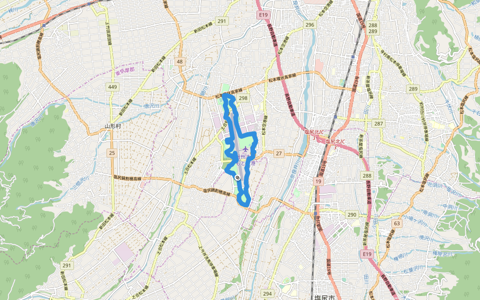 長野県松本平広域公園 walking route map in Shiojiri