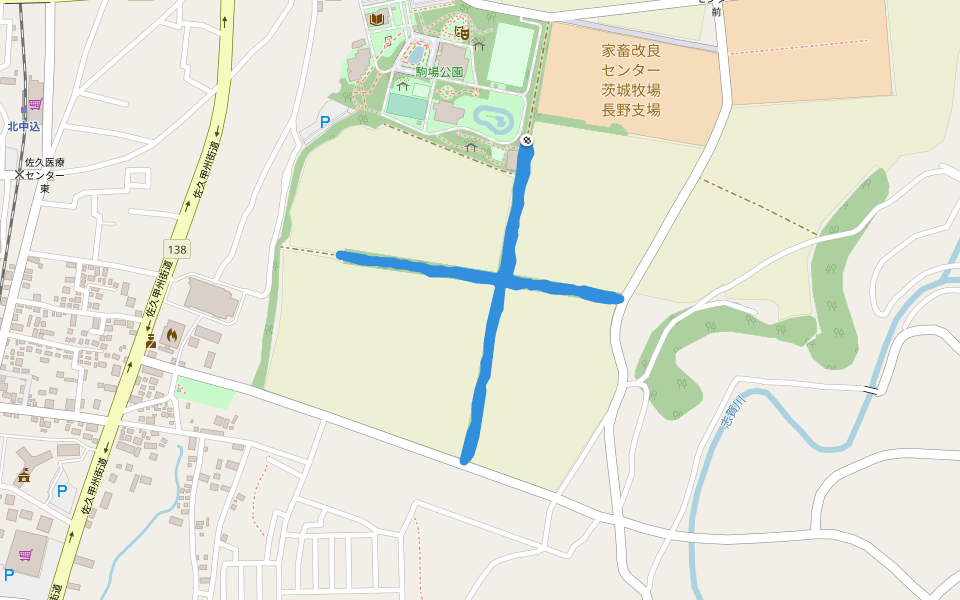 駒場公園 walking route map in Saku