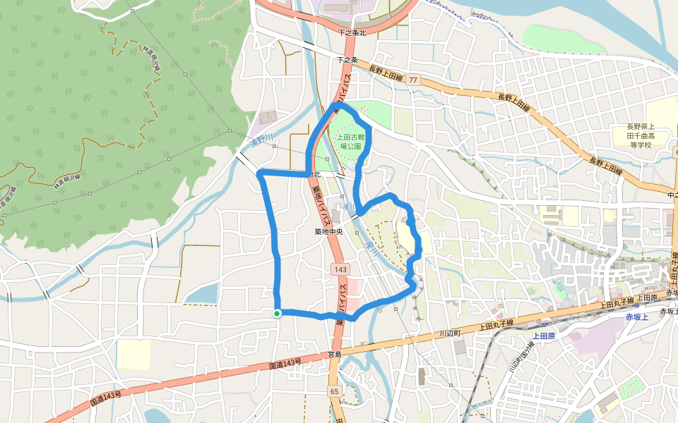 上田古戦場公園 walking route map in Ueda