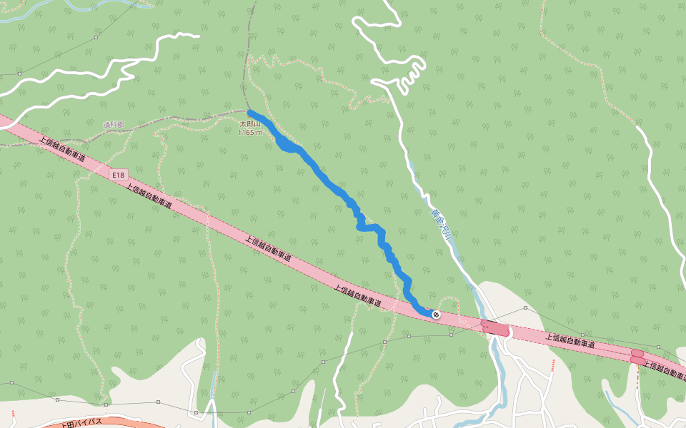 太郎山 walking route map in Ueda