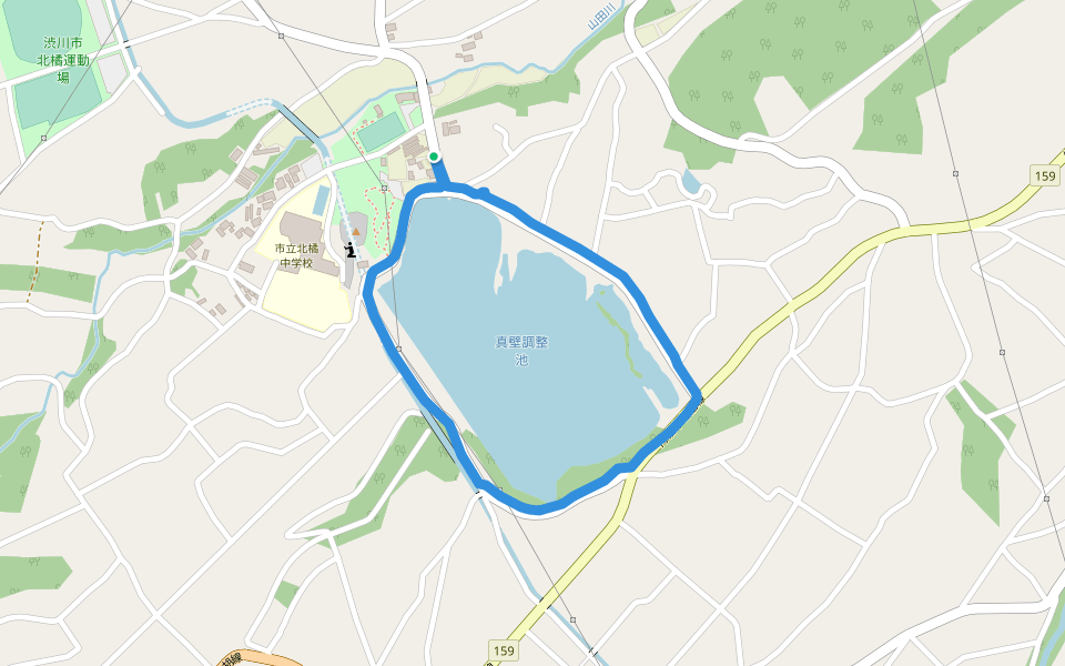 真壁調整池 walking route map in Shibukawa