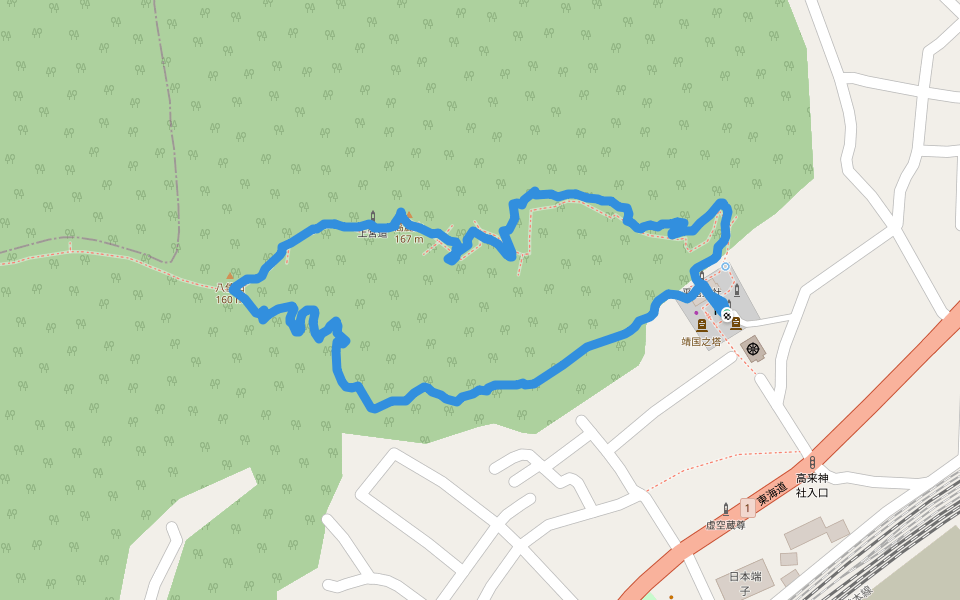 高麗山 walking route map in Oiso