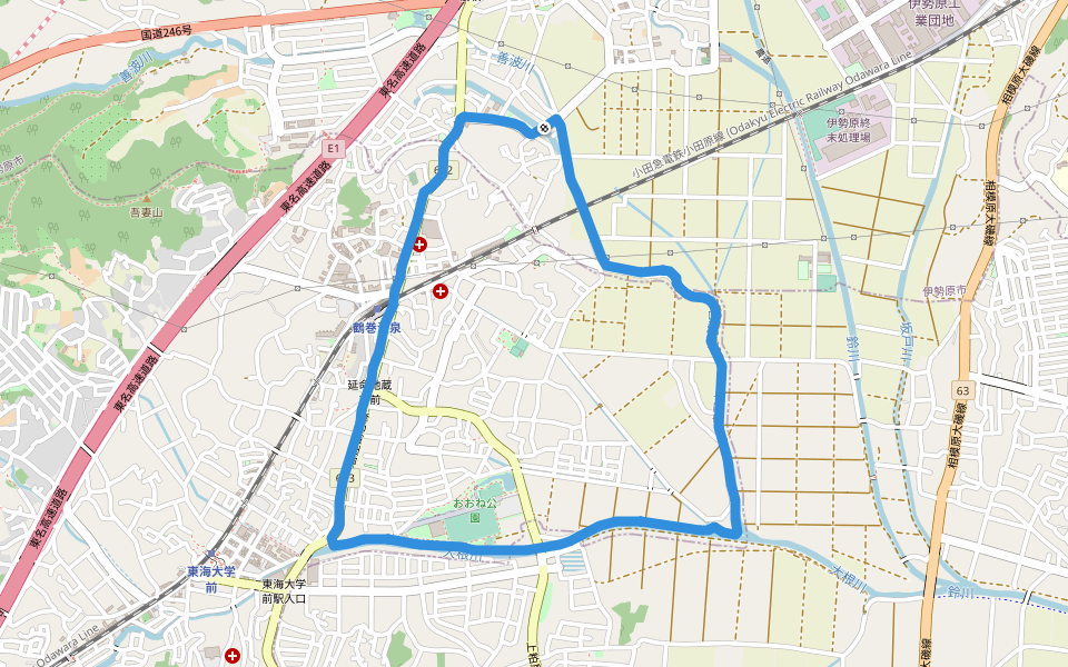 おおね公園 walking route map in Isehara