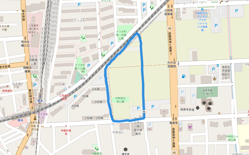 さつき町第一児童公園 walking route map in Ebina