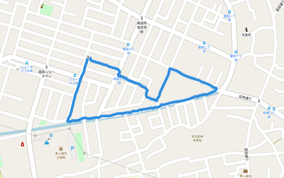 千ノ川 walking route map in Chigasaki