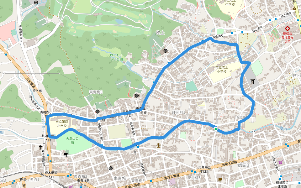 城前公園 walking route map in Ome