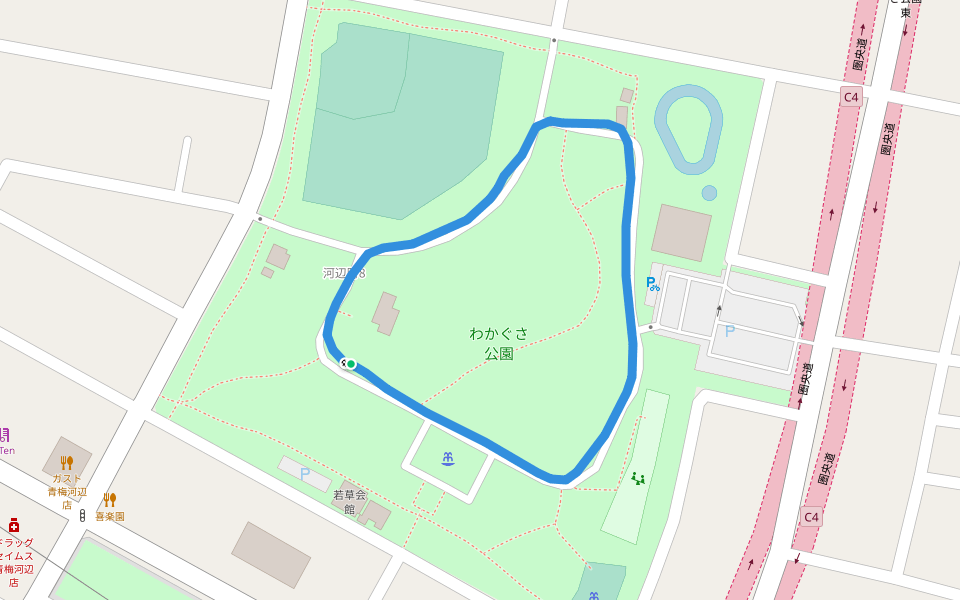 わかぐさ公園 walking route map in Ome