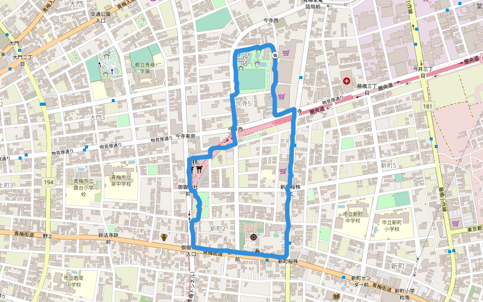 東原公園 walking route map in Ome