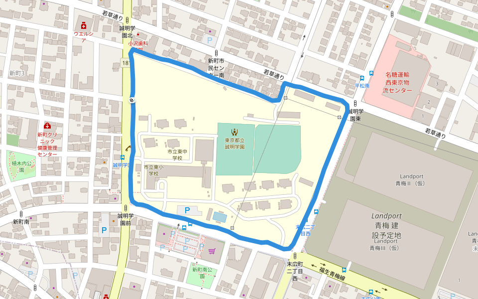 南植木外公園 walking route map in Ome