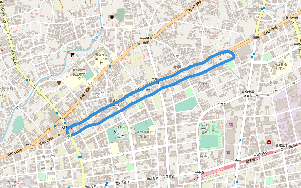 塚の上公園 walking route map in Ome