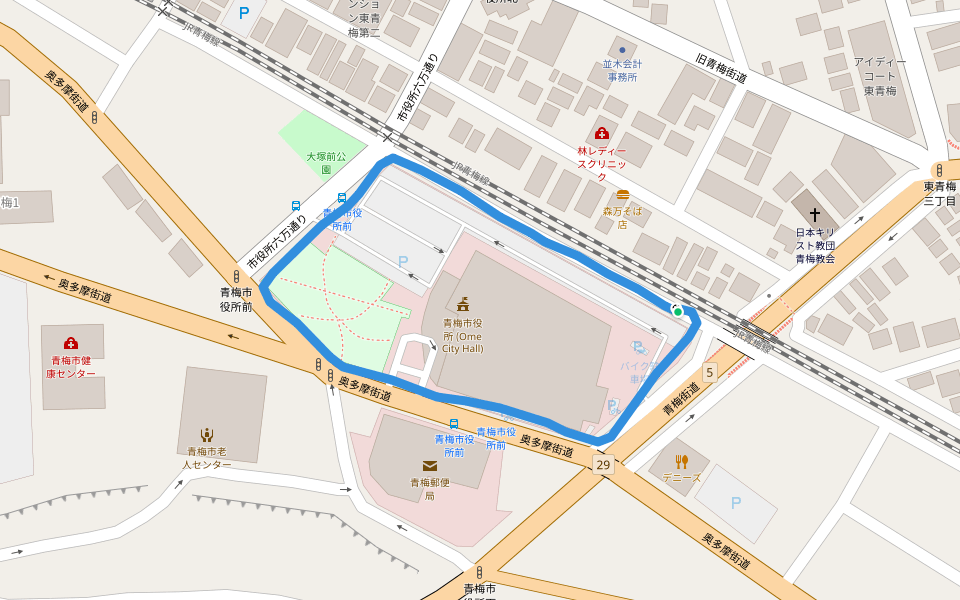 大塚前公園 walking route map in Ome