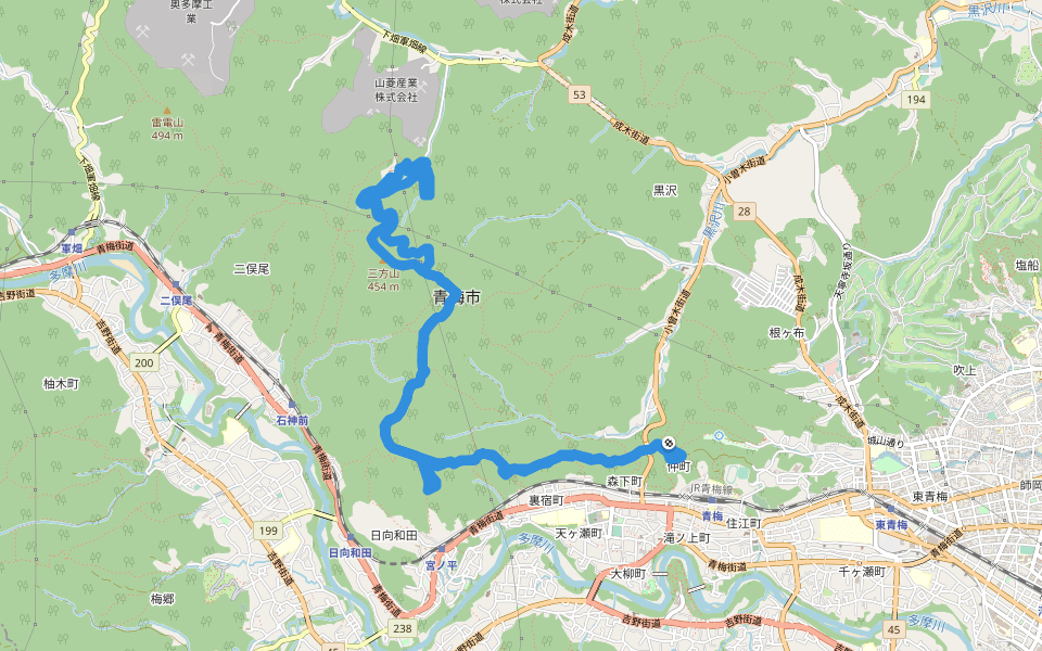 三方山 walking route map in Ome