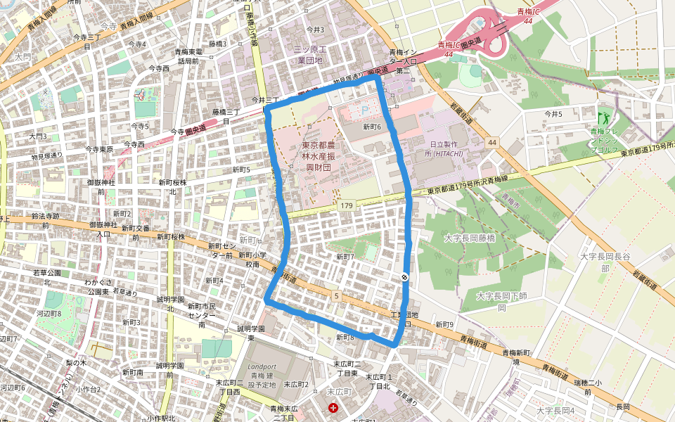 平松緑地 walking route map in Ome