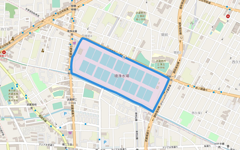 武蔵野市立 第五中学校 walking route map in Musashino