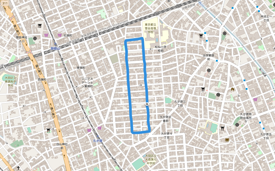 松仙児童公園 walking route map in Ota City