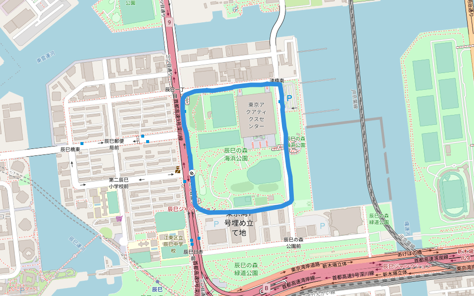 辰巳の森海浜公園 walking route map in Koto City