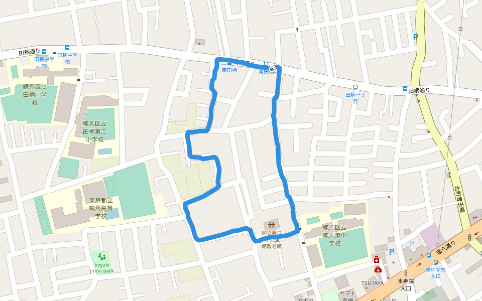 練馬区立 練馬東中学校 walking route map in Nerima City