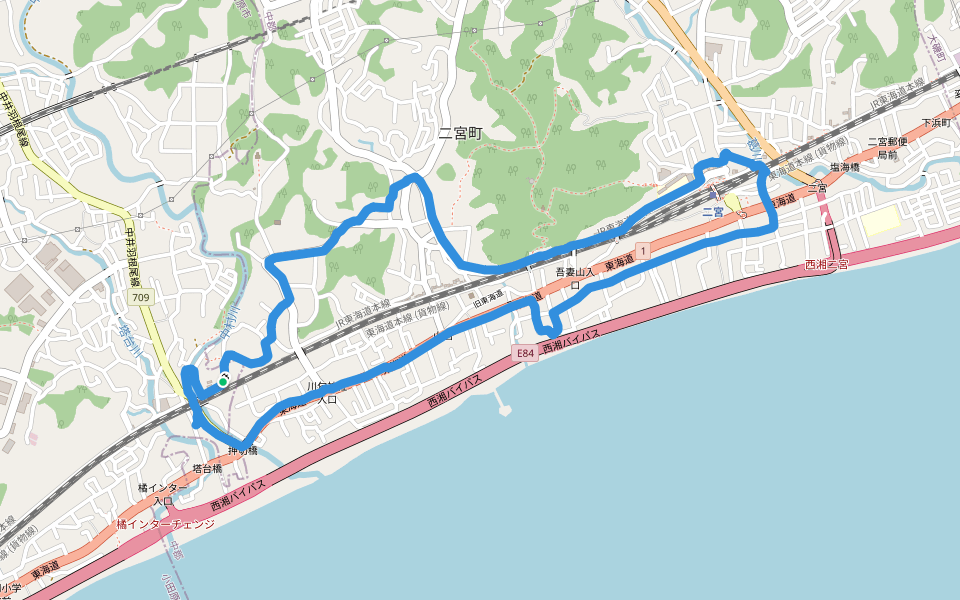 中村原公園 walking route map in Odawara