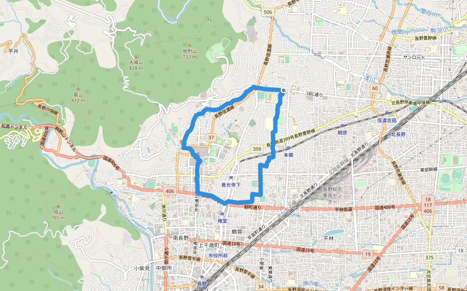 美和公園 walking route map in Nagano