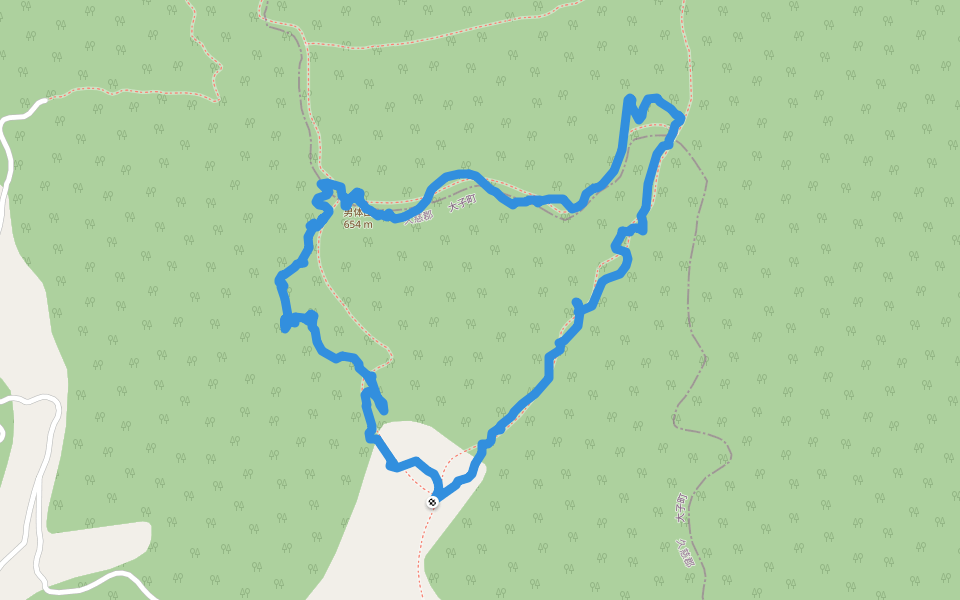 男体山 walking route map in Daigo