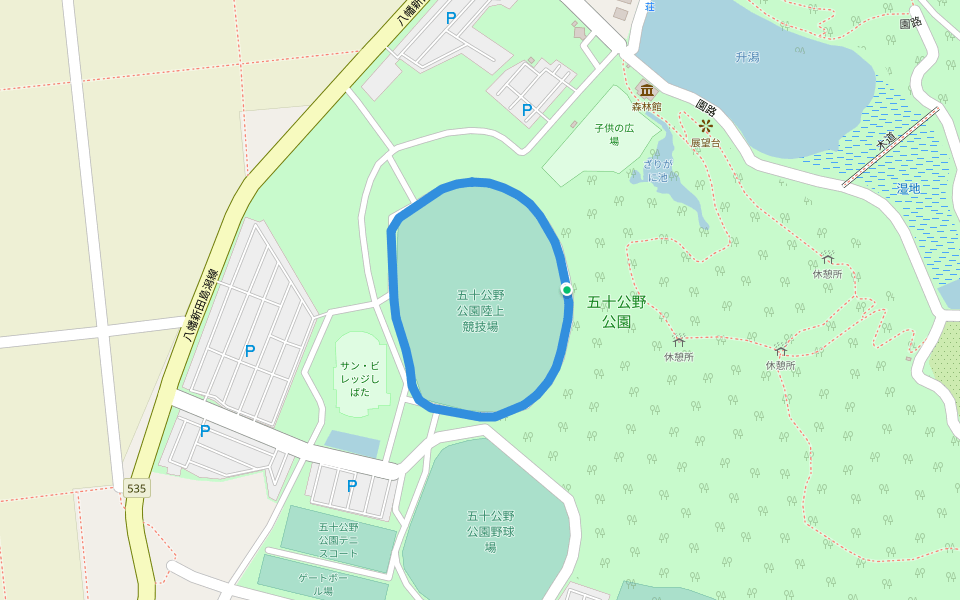 五十公野公園陸上競技場 walking route map in Shibata