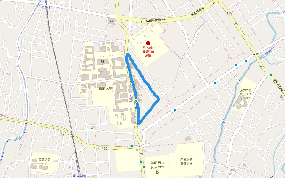 弘前大学 walking route map in Hirosaki