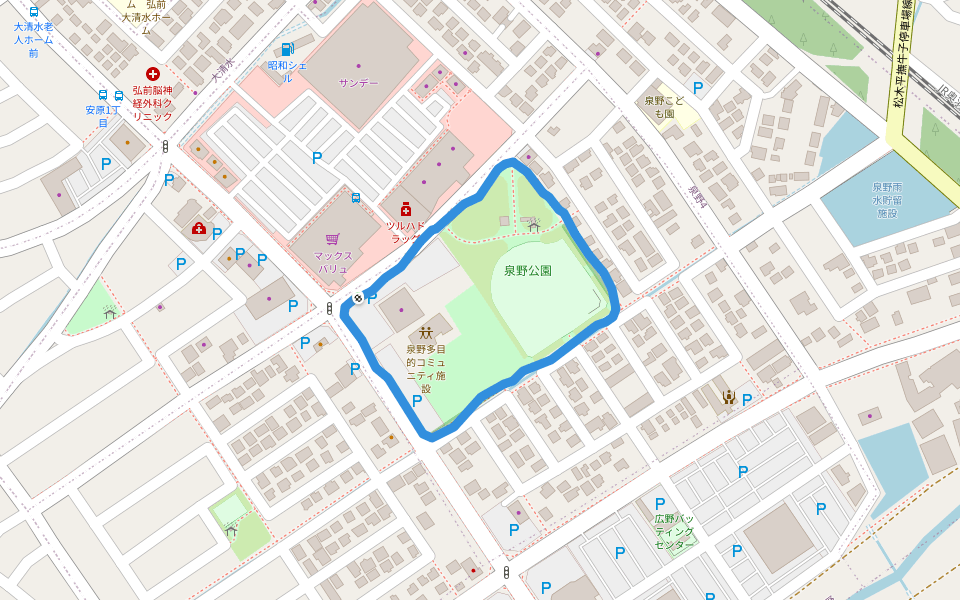 泉野公園 walking route map in Hirosaki