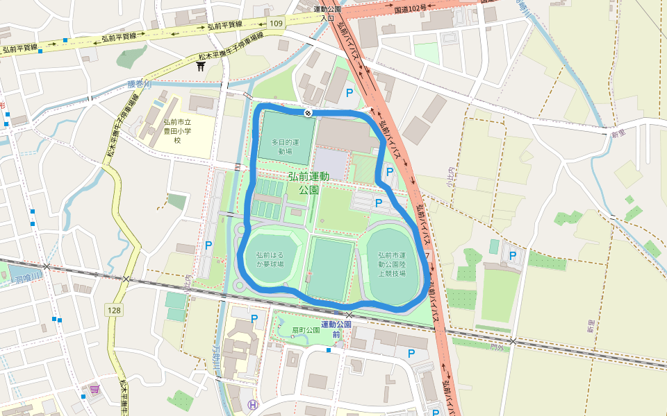 弘前運動公園 walking route map in Hirosaki