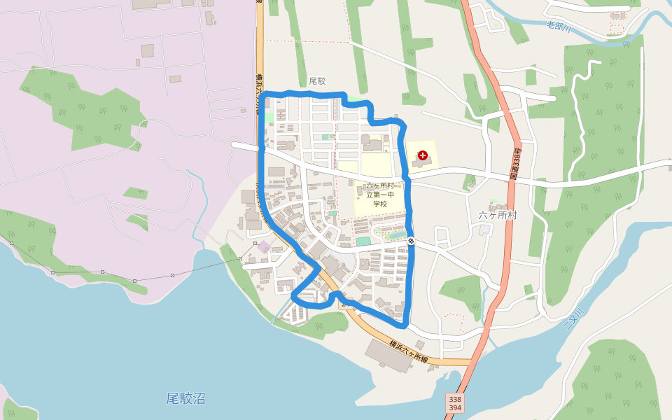 尾駮レイクタウン北2号公園 walking route map in Rokkasho